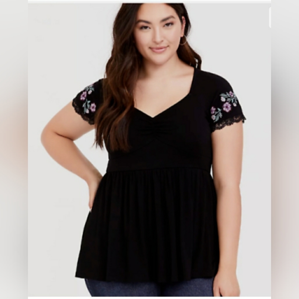 Torrid Super Soft Black Babydoll Top